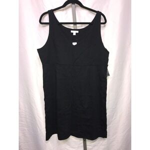 NEW YORK & COMPANY Black V Neck Sleeveless Tank Dress XL Cotton Blend